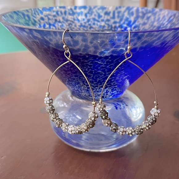Jewelry - Beaded drop hoop earrings